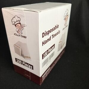 JOLLY CHEF 100ct Disposable Hand Towels White Gold Floral Linen feel Napkins